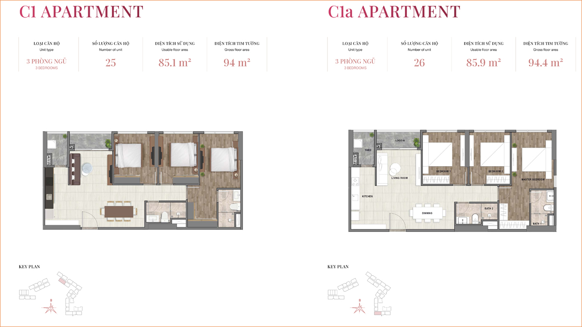 Mặt bằng căn hộ 3PN Setia Lái Thiêu