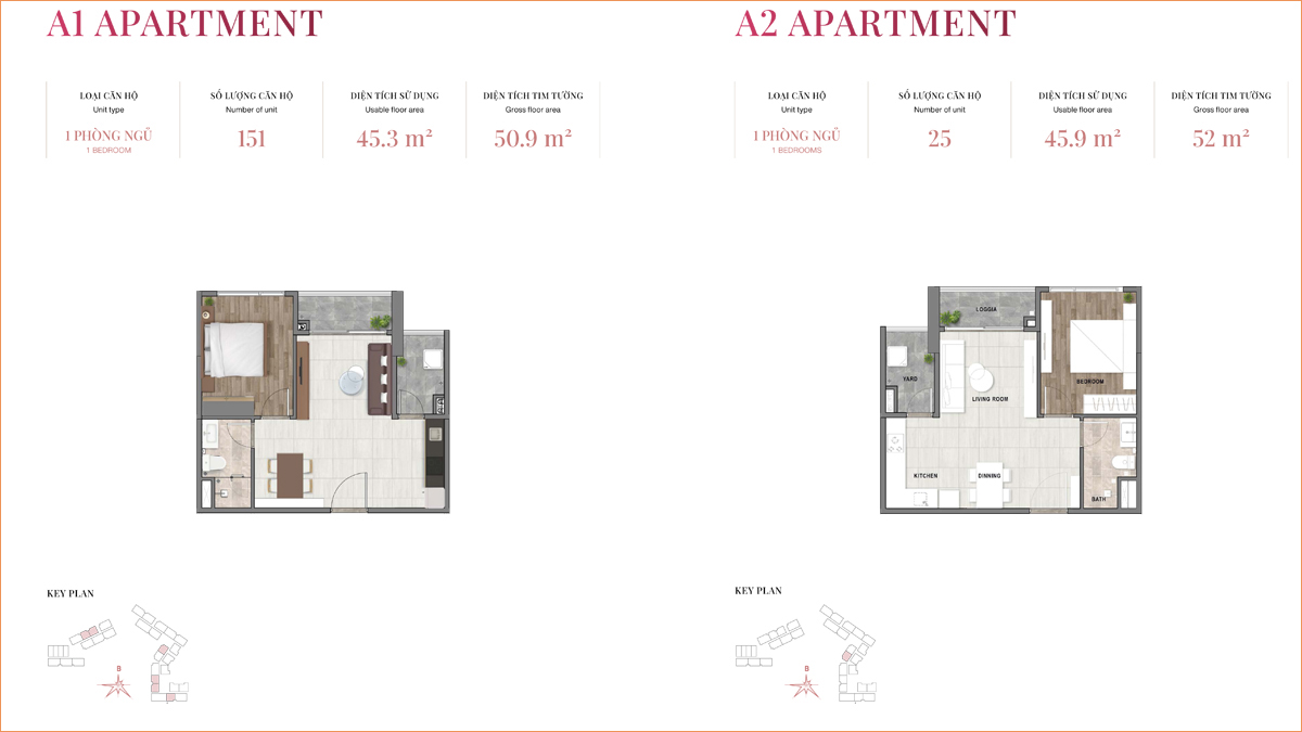 Mặt bằng căn hộ 1PN Setia Lái Thiêu